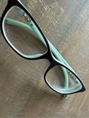 Tiffany & Co. Black Cat-Eye Glasses with Crystal Bufferflies at Temples
